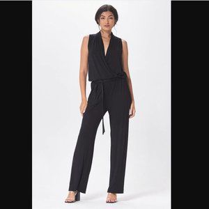 LA MADE Women's Haven Wrap Front Wide Leg Jumpsuit Size XS in Black
